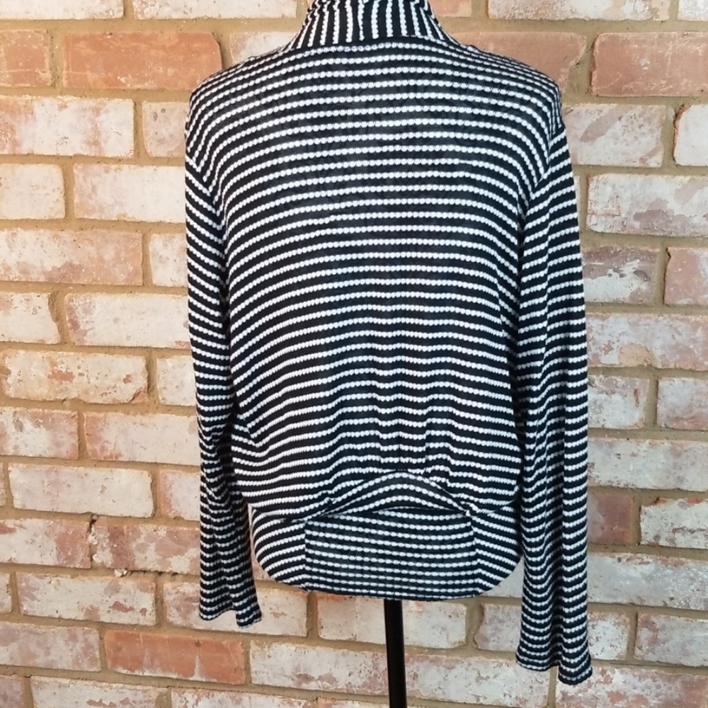 Black and White Tie Front Wrap Cardigan